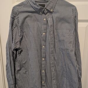 Banana Republic Navy and White Gingham Button-Down Shirt